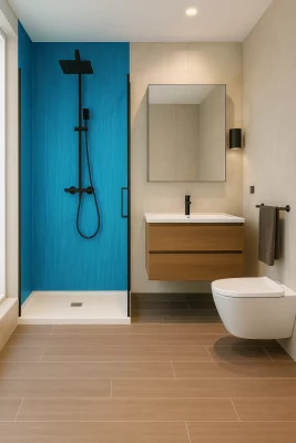 Eck Duschrückwand Abstrakt Blau