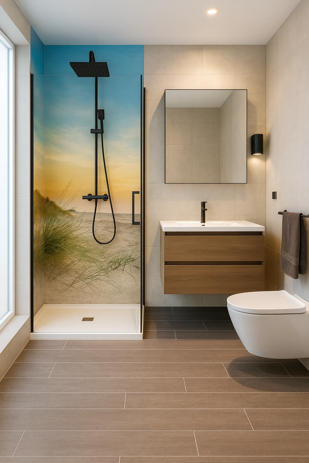 Eck Duschrückwand Baltic Sunset