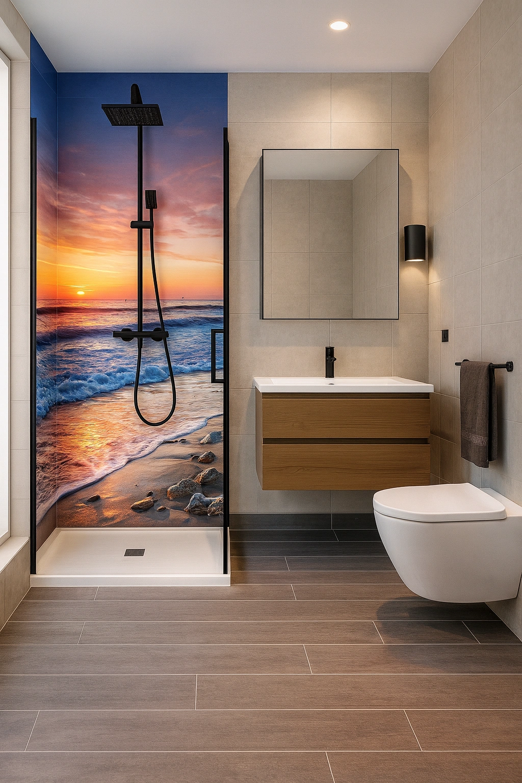 Eck Duschrückwand Sonnenuntergang Meer