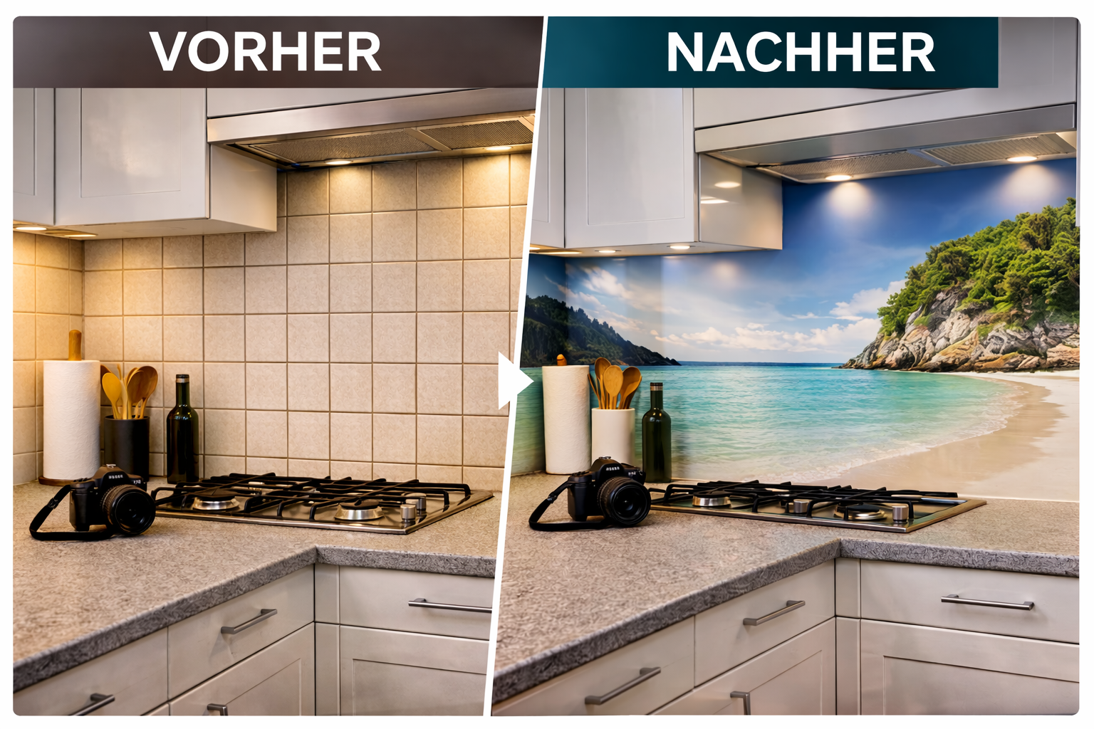 Vorher Nachher Küchenrückwand